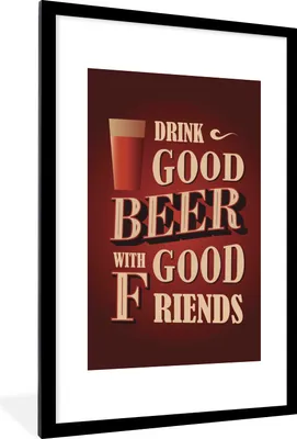 Produktbild von MuchoWow® MuchoWow® Gerahmtes Poster Mancave - Bier - Vintage - Freunde 60x90 cm - Poster mit zchwarzem Bilderrahmen - Dekoration - Wandposter Wohnzimmer - Hochwertig