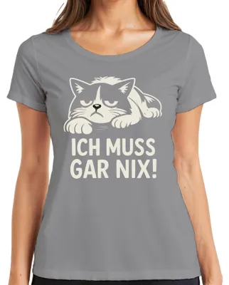 Immagine prodotto di NON DEVO FARE NIENTE! Maglietta da donna Sarcastic Humorous Cat Lover, Grigio, S