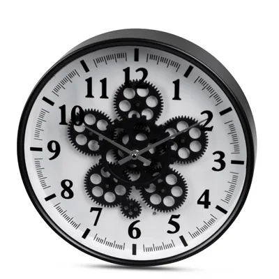 Produktbild von formano Moderne Wanduhr mit Beweglichen Zahnrädern 36 cm Metall Clock