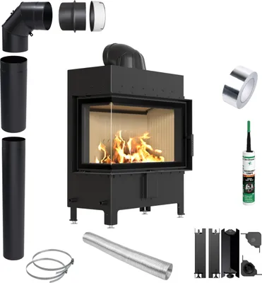 Produktbild von Kamineinsatz KRATKI LUCY Links 14 kW Ø200 Montageset mit Schließung