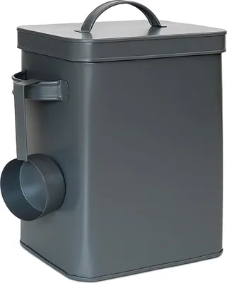 Immagine prodotto di Relaxdays Contenitore in metallo, 6,5 L, con dosatore, per mangimi e caffè, ermetico, contenitore per detersivo in polvere, antracite