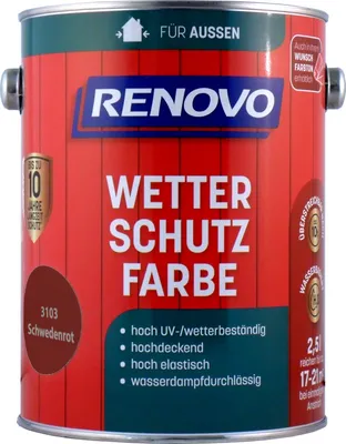 Produktbild von 2,5 L Renovo Wetterschutzfarbe 3103 schwedenrot