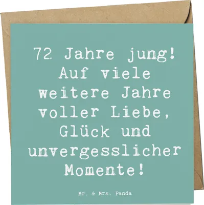 Produktbild von Mr. & Mrs. Panda Grußkarte Spruch 72. Geburtstag Freude - Meeresbrise - Geschenk, doppelkarte, Alter, Klappkarte, liebevolle Geschenke, feiern, faltkarte, Dankbarkeit