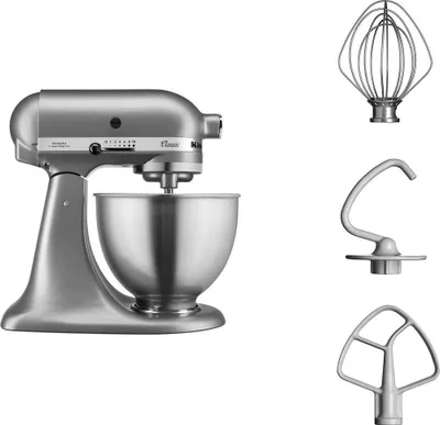 Produktbild von KitchenAid 5K45SSESL, Standmixer, Silber, Edelstahl, Schlagen, Kneten, Mixen, Rührer, 1,15 m, 4,3 l, 220 RPM