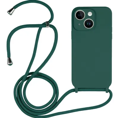 Produktbild von Mobigear Lanyard iPhone 14 Silikon Handykette - Dunkelgrün