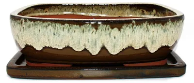 Produktbild von Bonsai-Schale mit Unterteller Gr. 6 Braun-Beige rechteckig Modell GB5 L 37cm B 28cm H 10cm