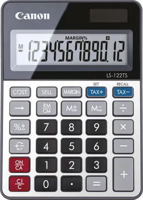 Obrázek produktu pro Canon LS-122TS, Desktop, Kalkulačka s displejem, 12 číslice/číslic, Baterie / Solár, Šedá