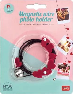Magnetischer Fotohalter mit 7 Herz-Clips, 120 cm