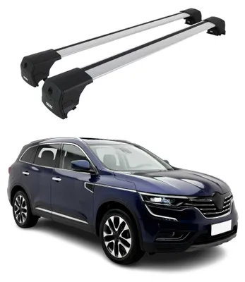 Productafbeelding van Draagbalken, basissteunen voor Renault Koleos II, modeljaren 2016-2024, draagvermogen 75 kg, aluminium, zilver, 2 stuks