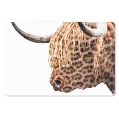 Produktbild von MuchoWow® Mauspad Mousepad Schottischer Highlander - Pantherdruck - Weiß 27x18 cm - Mousepads - Maus Mat - Pad - Mausunterlage - Büroartikel - Desk Matten