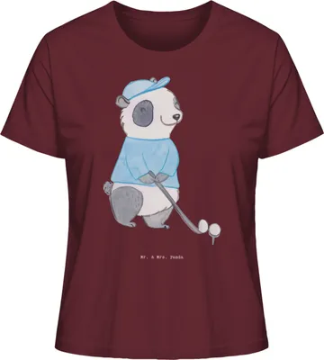 Produktbild von Mr. & Mrs. Panda Damen T-Shirt Panda Golfen Größe M - Burgundy - Geschenk, shirt, Golfturnier, Oberteil, Golfplatz, Golf Verein, Basic, spielen