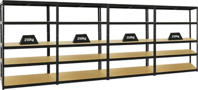 Produktbild von Mega Deal | 4x Schwerlastregal Big Elephant M | HxBxT 180x120x60 cm | Fachlast 250kg | Schwarz