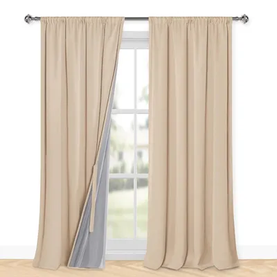 Obrázek produktu pro Omgoods – 100% zatemňovací závěsy do obývacího pokoje a ložnice – krémová barva, 260 x 140 cm