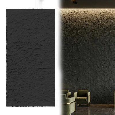 Produktbild von TRMLBE 2 Stück 120x60 cm PolyurethanPaneele Wand Steinoptik Panel wand Paneele Wandverkleidung Wasserdicht & schimmelresistent, Modell A Graphitschwarz
