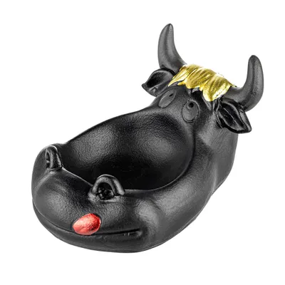 Produktbild von AKRA Aschenbecher im Kuh Design, Schwarz / Gold aus Keramik