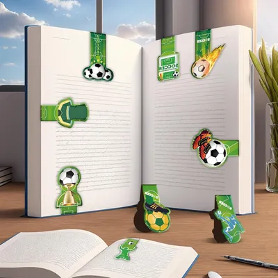 Produktbild von 15 Stück Magnetische Lesezeichen Fußball für Kinder und Bücherliebhaber