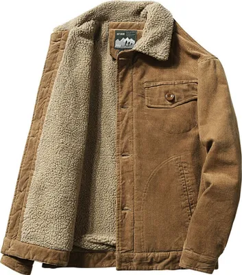 Produktbild von ASKSA Herren Cordjacke Warme Fleecefutter Jacke, Kaffee, 3XL