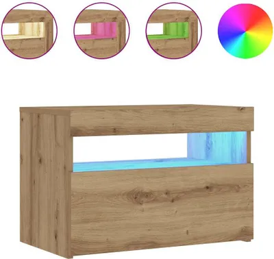 Obrázek produktu pro Noční stolek s LED dub artisan 60 x 35 x 40 cm kompozitní dřevo