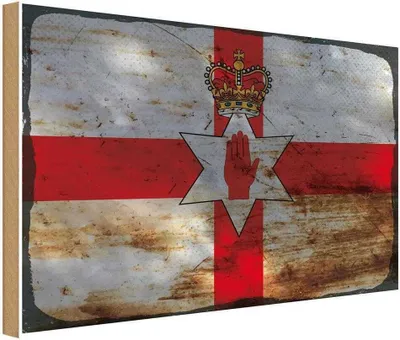 Produktbild von vianmo Holzschild 20x30 cm Nordirland Rost Flagge Fahne Wappen