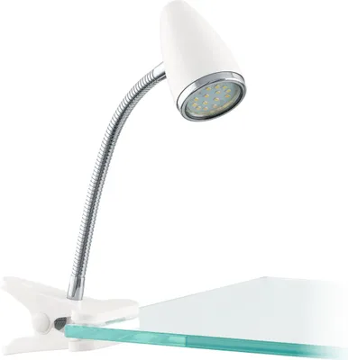 Image de Lampe de bureau LED EGLO Riccio 1, lampe à pince avec bras flexible, projecteur à pince, lampe de bureau avec pince et interrupteur, inclut une ampoule GU10, lumière blanc chaud
