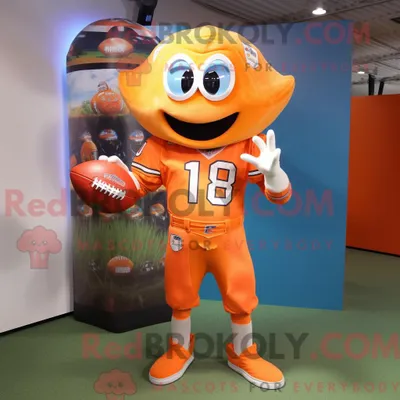 Produktbild von Orangefarbenes REDBROKOLY American Football Helm-Maskottchenkostüm mit Caprihose und Münzbörse