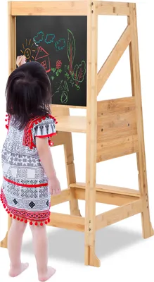 Immagine prodotto di Torre didattica TolleTour per bambini, sgabello montessoriano 2 in 1, 2 regolazioni in altezza, portata 70 kg (colore legno originale)