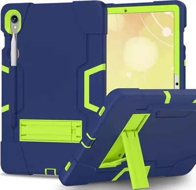 Produktbild von Hülle für Samsung Galaxy Tab S9/S9 FE 11/10,9 Zoll SM-X710/X716B/X718U/X510 2023 Hybrid Dreilagige Robust Stoßfest Schwerlast Schutzhülle mit Ständer Grün