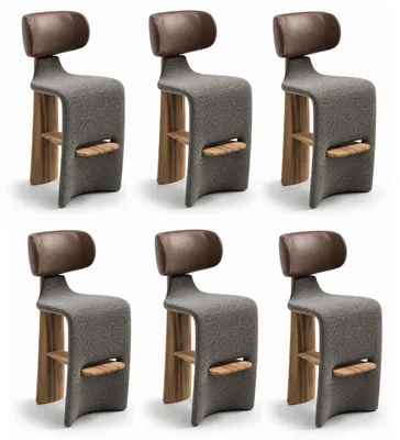 Obrázek produktu pro Sada barových židlí, moderní styl, šedá, hnědá, dřevo, elegantní, pohodlné