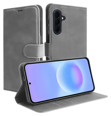 Image de Cazy Coque compatible avec Samsung Galaxy A57 Coque avec Porte-cartes – Bookcase Premium – Gris