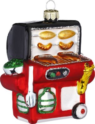 Christbaumschmuck Glas BBQ Gasgrill 9cm rot