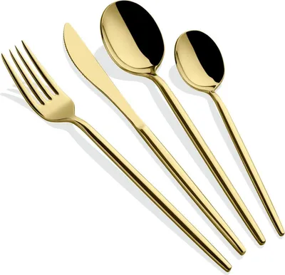 Obrázok produktu pre Hermia Concept, Almeria - Gold, sada príborov (24-dielna), zlatá, 100 % Nerezová oceľ, 21,6 cm