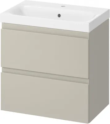 Produktbild von Cersanit | Badezimmerschrank - Mit Waschbecken Moduo Slim - 60 Cm - Kaschmir Matt - 2 Schubladen - Sanftes Schließen