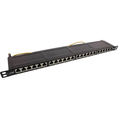 Produktbild von InLine Patchfeld Cat.6A 24-fach 19" 0,5HE schwarz RAL9005, RJ-45, Cat6a, Rackeinbau, 0.5U, Schwarz, 482,6 mm