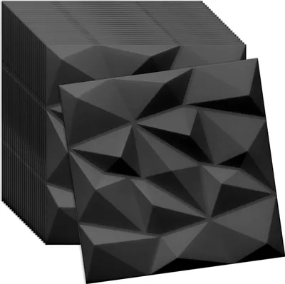 Produktbild von Verdico | 3D Wandpaneel Polystyrol - 50x50 cm - Schwarz - Elegantes Design - 24 Stück für stilvolle Räume, Wand- & Deckenverkleidung