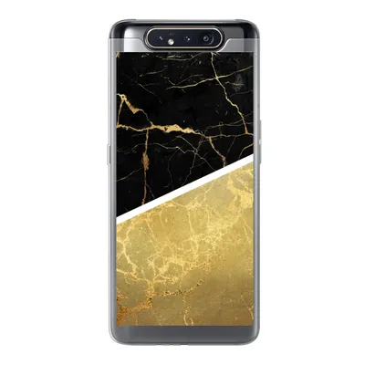Produktbild von MuchoWow® Handyhülle Schutzhülle Hülle für Samsung Galaxy A80 Marmor - Schwarz - Gold Silikon Softcase Handy Hülle - Schutzdeckel