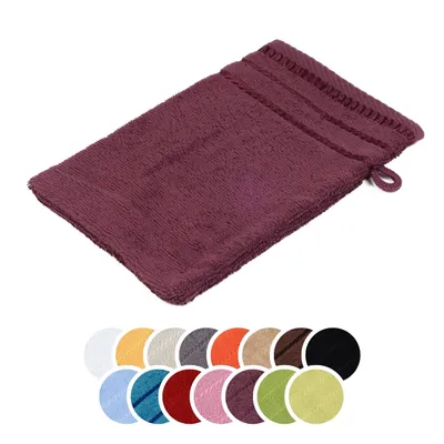 Produktbild von liebling Waschhandschuh, 100% Baumwolle, Serie Potsdam, 17 x 24 cm, 60 Grad waschbar, trocknergeeignet, Farbe: brombeere