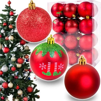 Produktbild von Rote Christbaumkugeln aus bruchsicherem Kunststoff, 24er Set, 6 cm Kugel
