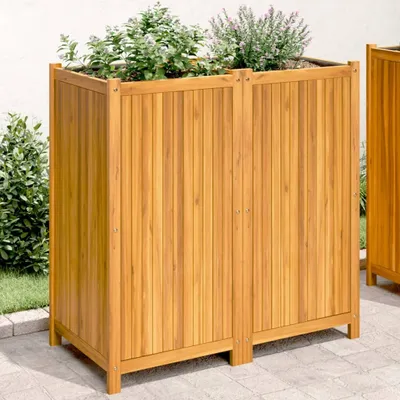 Produktbild von Design Pflanzkübel mit Einlage 100x50x100 cm Massivholz Akazie, Gabionen 2024 Neu