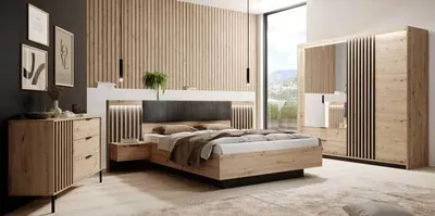 Immagine prodotto di Set da letto Tally completo 5 pezzi rovere Artisan antracite