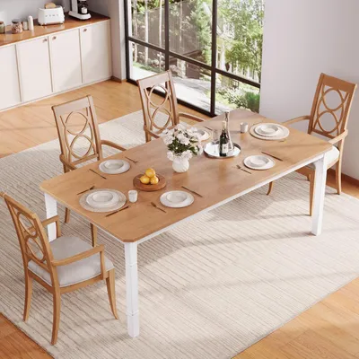 Immagine prodotto di Tavolo da pranzo rettangolare, dimensioni 150x90x75 cm, struttura in metallo, piano in legno noce, adatto per 4-6 persone