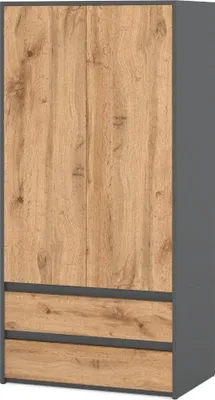 Zdjęcie produktu dla Szafa Garderoba Nowoczesna Szuflady Loft Drążek Do Salonu Szary Dąb Wotan