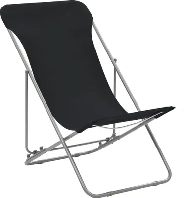 Produktbild von vidaXL Klappbare Strandstühle 2 Stk. Stahl und Oxford-Gewebe Schwarz