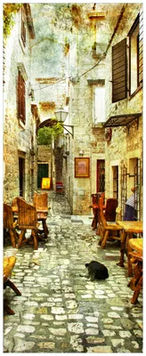 Produktbild von Wallario Wandbild aus Acryl, 125 x 50 cm, freischwebende Optik - Italienische kleine Gasse