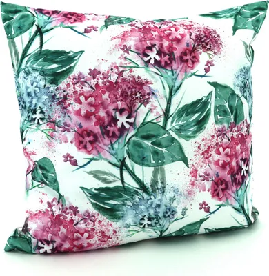 Produktbild von Outdoor Kissen Aquarell Blumen lila Kissenhülle LOTUS Effekt Gartenkissen Typ640 48 cm x 48 cm
