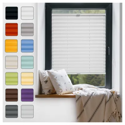 Productafbeelding van Plissé gordijnen zonder boren voor binnenshuis - Lichtgrijs, 30 x 180 cm
