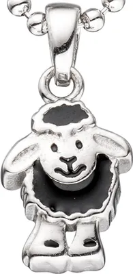 Produktbild von Anhänger schwarzes Schäfchen Schaf 925 Silber mit Lackeinlage Halsschmuck Kinder