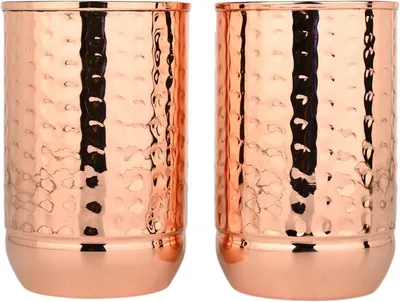 2er-Set handgehämmerten Kupferbecher, 350 ml, Ayurveda