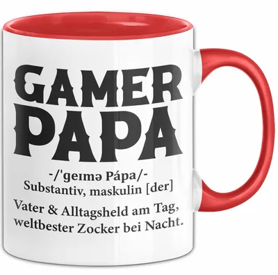 Produktbild von Spieler Papa Tasse Geschenk Lustige Geschenkidee Spruch Gamer Papa (Rot)