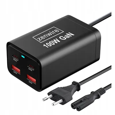Produktbild von Netzladegerät - Netzteil - 100 W - Ladegerät-Stecker - Gan Iii AC-Kabel - 2x USB-C - 65 W - 2x USB-A
