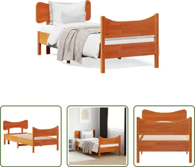 Immagine prodotto di The Living Store Letto in legno massiccio con testiera marrone cera 75x190 cm pino